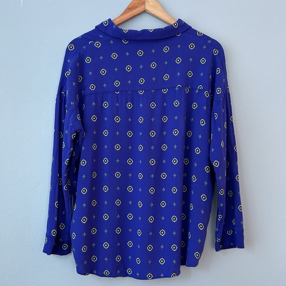 Free People Intimately • Blue Purple Button Down Long Sleeve Top Size XS - Picture 11 of 17